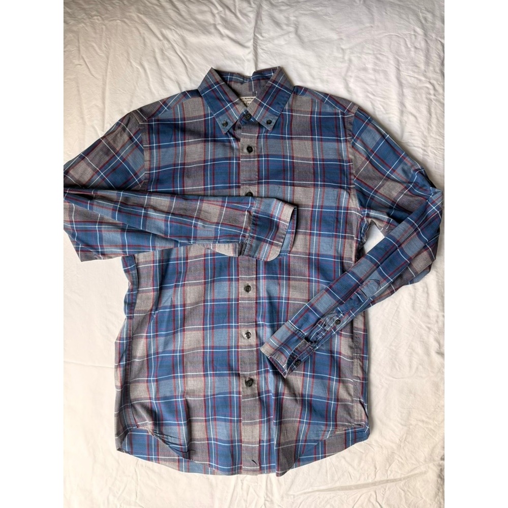 J.Crew Mens Plaid Button Down Shirt Blue Grey Red XS Long Sleeve Cotton